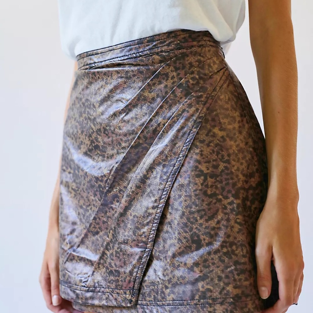 NWT Free People printed fake out faux wrap skirt 4